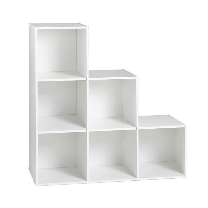 KLUM Meuble escalier contemporain mélaminé blanc brillant - L 145 cm -  Cdiscount Maison