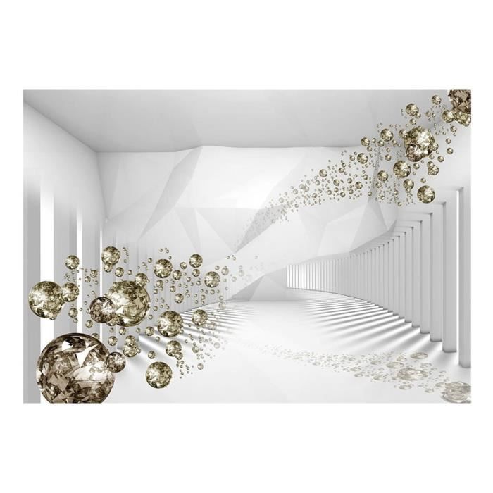 Papier peint intissé Salon, Chambre à coucher - Couloir diamant (gris) - 300cm X 210cm, Manuel et colle.
