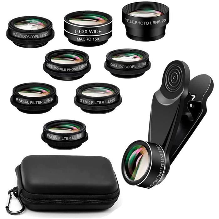 10 en 1 Objectif Grand Angle,Objectif Macro Kit d'objectif Professionnel Universel pour iPhone,Samsung et Autres téléphones