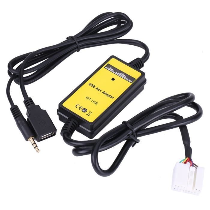 Qiilu Câble Aux Adaptateur USB Voiture Auto Lecteur Mp3 Audio Auxiliaire Interface Autoradio pour Honda Accord Civic Odyss 801