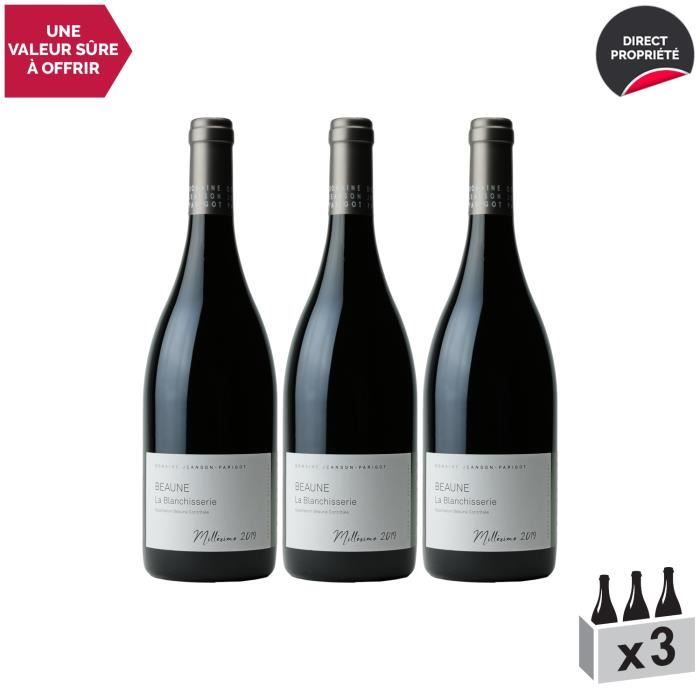 Beaune La Blanchisserie Rouge 2019 - Lot de 3x75cl - Domaine Jeanson-Parigot - Vin AOC Rouge de Bourgogne - Cépage Pinot Noir