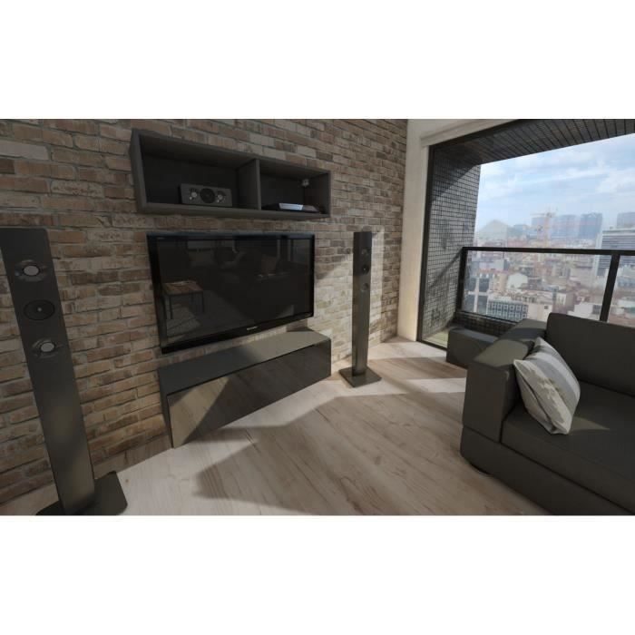 Meuble tv suspendu 105 cm noir mat