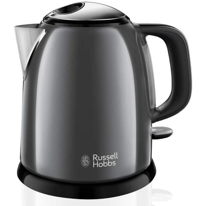 Russell Hobbs Bouilloire Compacte 1L, Ebullition Rapide, Filtre Anti-Calcaire Amovible Lavable - Gris 24993-70 Colours Plus