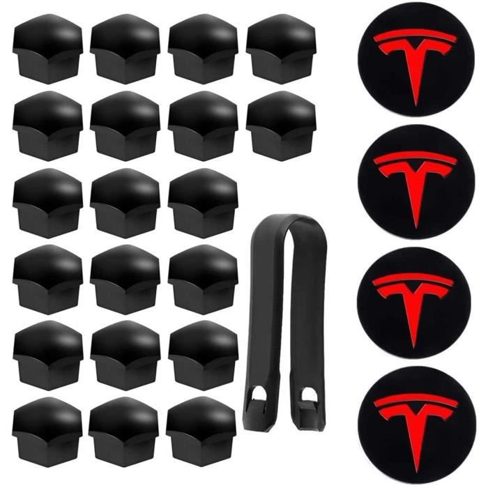 4 PCS Logo De Roue Tesla Capuchon De Moyeu Central, Étanche en Acier Inoxydable avec Cache-écrou À Ergot pour Tesla Model S X 3