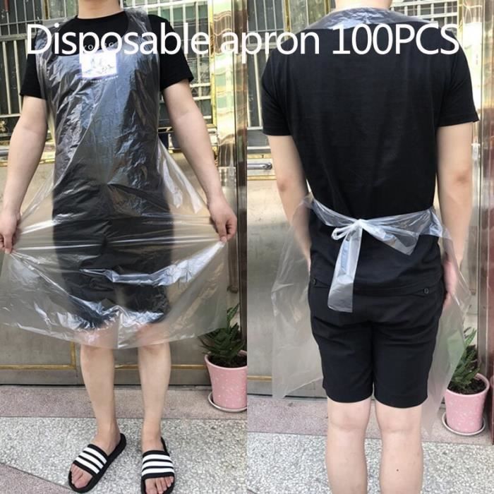 Tablier de cuisine,Couvre chaussures jetables épais, 100 pièces, tablier en plastique, housse de - Type White apron - 100PCS