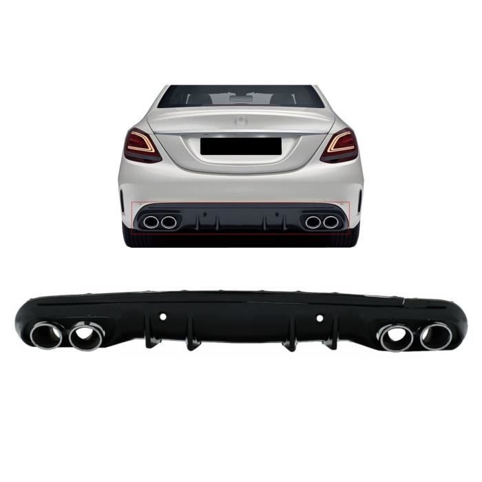 Diffuseur pour Mercedes C W205 S205 Sport Line 2014-2020 C43 Look Épuiser Chrome
