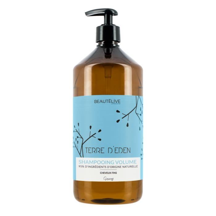 Beautélive Terre d'Eden, Shampoing volume 1000ml, cheveux fins Sans huiles minérales Sans parabène