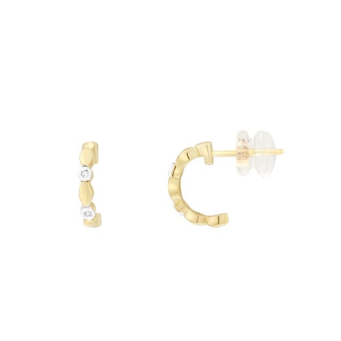 Demi-créoles CLEOR en Or 375/1000 Jaune et Diamant 236557
