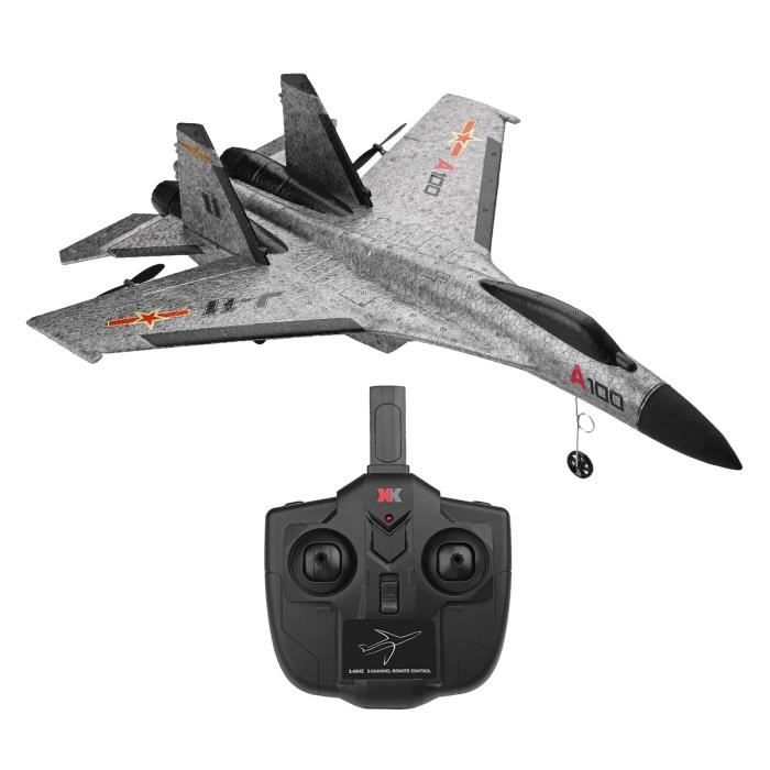 WLtoys XK A100 RC Avion 2.4Ghz 3CH RC Avion avec 6-Gyroscope, EPP Télécommande Avion, facile à Voler RC Avion pour Enfants grise