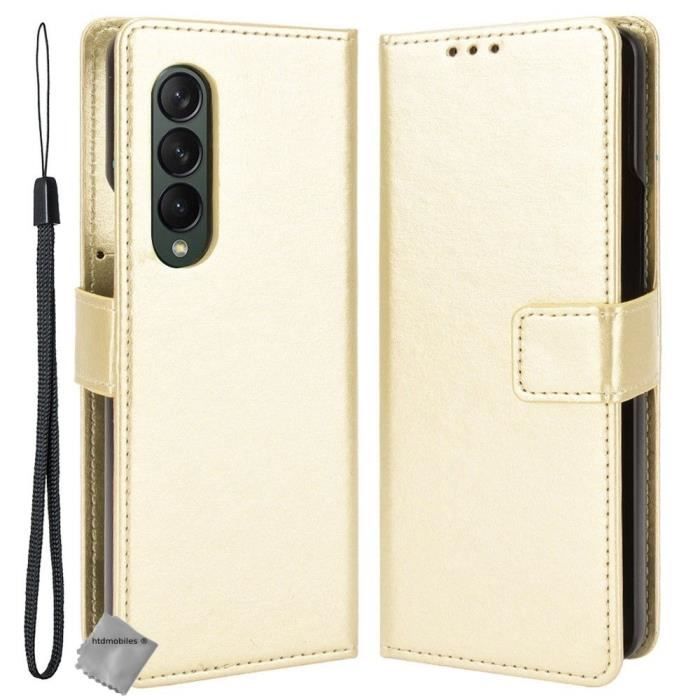 Housse etui portefeuille avec coque intérieure rigide pour Samsung Galaxy Z Fold 4 5G - OR