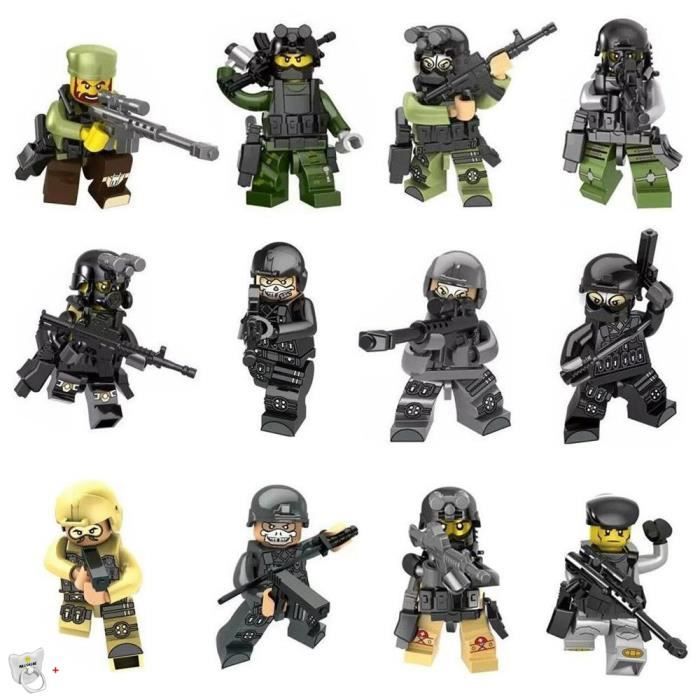 Mini figurines Set-12 Pièce Figurines Armée SWAT Équipe , Blocs de Construction Enfants Jouet Éducatif Cadeau Lego Compatible