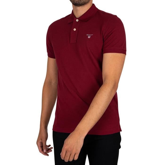 GANT Pour des hommes Polo piqué rugueux d'origine, rouge