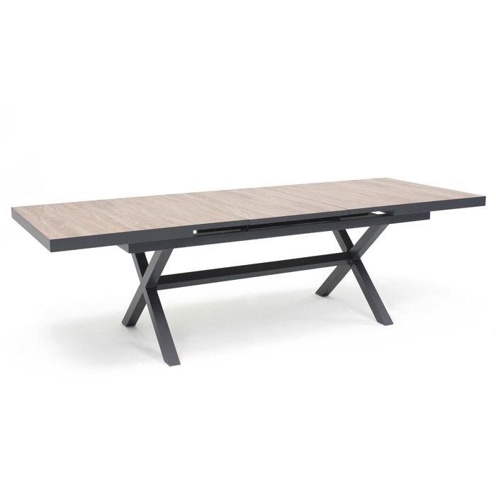Table extensible de jardin - 260 x 100 x 75 cm - Aluminium - Oviala - Marron