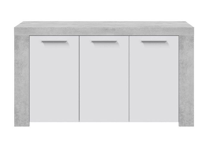 Buffet avec 3 portes coloris Blanc Artik - Ciment en mélamine - Dim: 80 x 144 x 42 cm