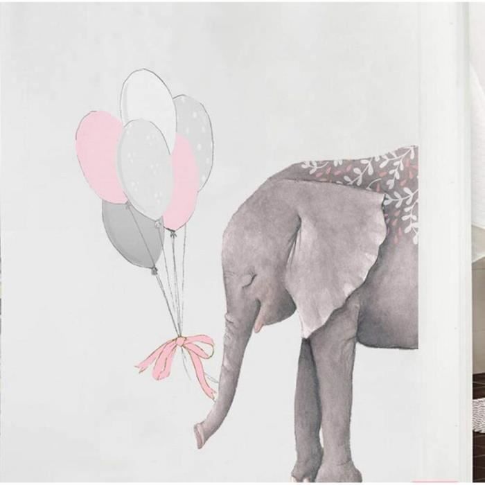 - 3D Papier Peint Éléphant Vinly Sticker Mural DIY Abstrait Animal Affiche Nordic Style Enfants Chambres Salon Home