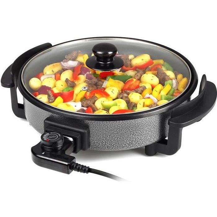 Poêle électrique spécial Silvano Pizza, Paella - plateau en verre, diamètre 40 cm