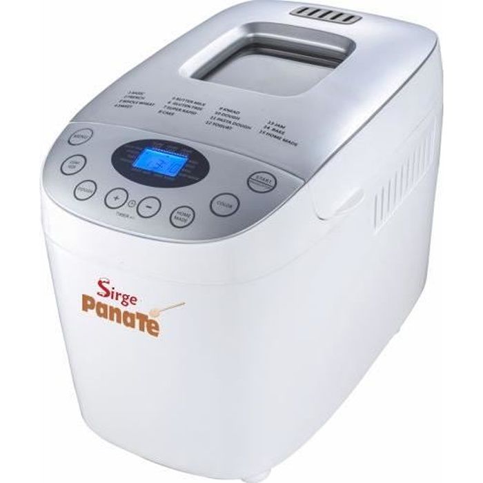 Sirge PANATE Machine à pain pour pétrir le pain fait maison, automatique et numérique et faire cuire le pain jusqu'à 1600gr 850 Watt