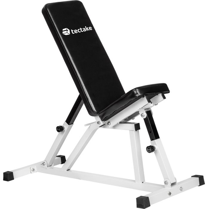 TECTAKE Banc de Musculation pour Abdominaux Réglable 120 cm x 47 cm x 114 cm Blanc Noir