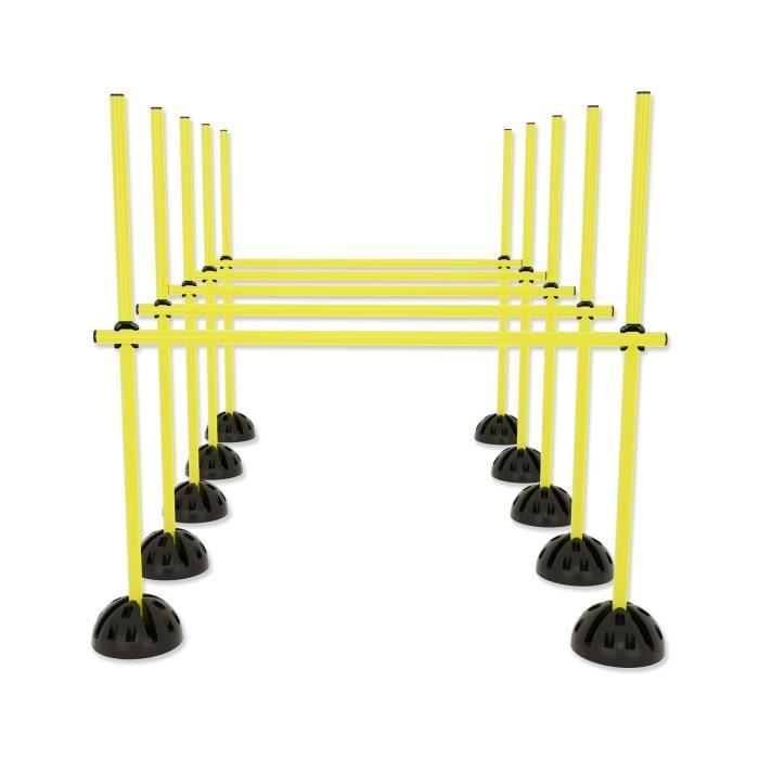 UISEBRT Jeu de 5 Haies de Coordination, Clôture de Saut Entraînement de Coordination Réglables en Hauteur (Jaune)