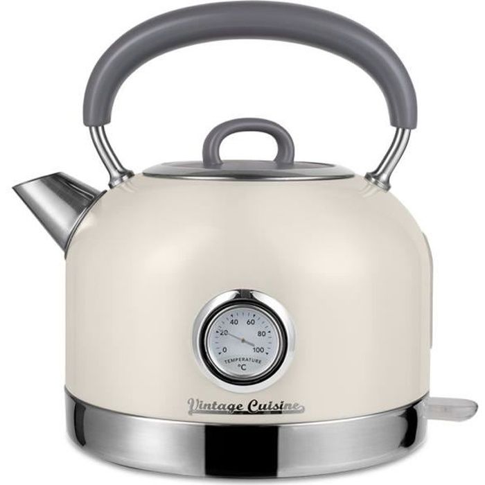BOUILLOIRE ÉLECTRIQUE RÉTRO VINTAGE CUISINE AVEC THERMOMÈTRE - CRÈME