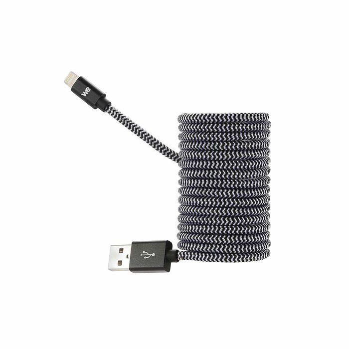WE Câble USB - Nylon tressé - 2 mètres - Noir et blanc