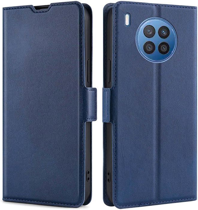 EASSGU Custodia In Pelle Per HUAWEI Nova 8i / HONOR 50 Lite – Portafoglio Con 3 Slot Carte E Supporto Magnetico, Blu