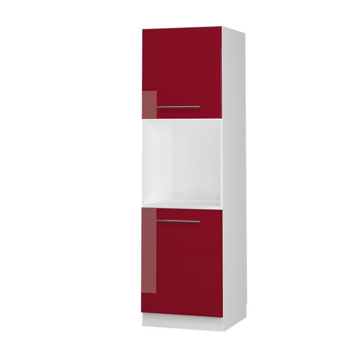 Meuble pour four Fame-Line, Rouge bordeaux Haute brillance, 60 cm avec &eacute;tag&egrave;res ouvertes, Vicco