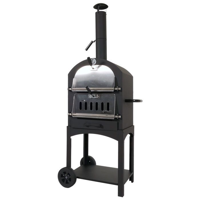 Barbecue au charbon de bois HWC-N15 Acier noir laqué haute température