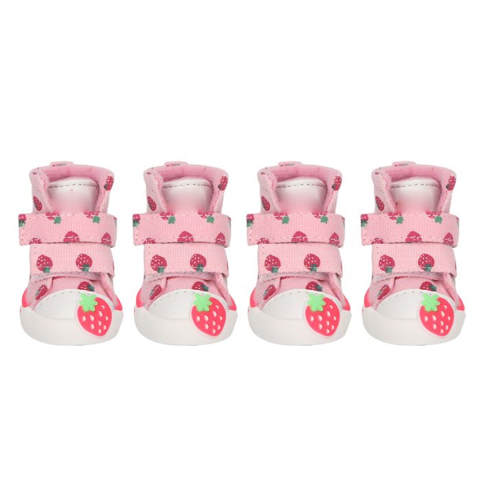Chaussures pour chien - Teddy - Bottes antidérapantes - Toile respirante - Rose - Taille 20x10x4cm