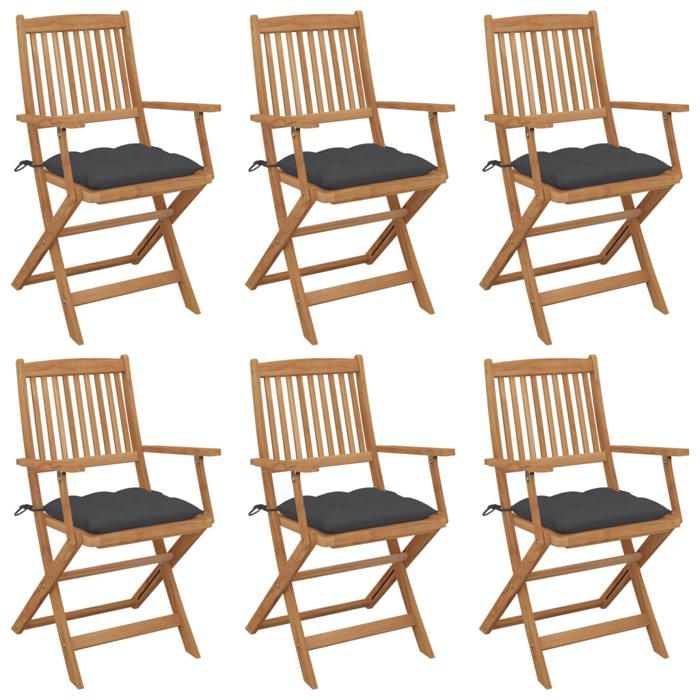 vidaXL Chaises pliables de jardin avec coussins Lot de 8