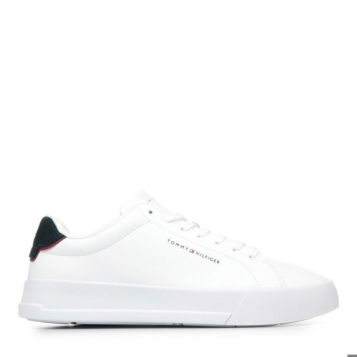 417 Tommy Hilfiger TH Court Lth Detail Ess — Baskets homme blanches en cuir