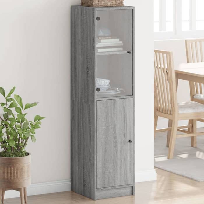 SALE 2025Meuble bas bahut vaisselier - Buffet avec porte en verre - Sonoma gris - 35x37x142 cm273 Kg 3242