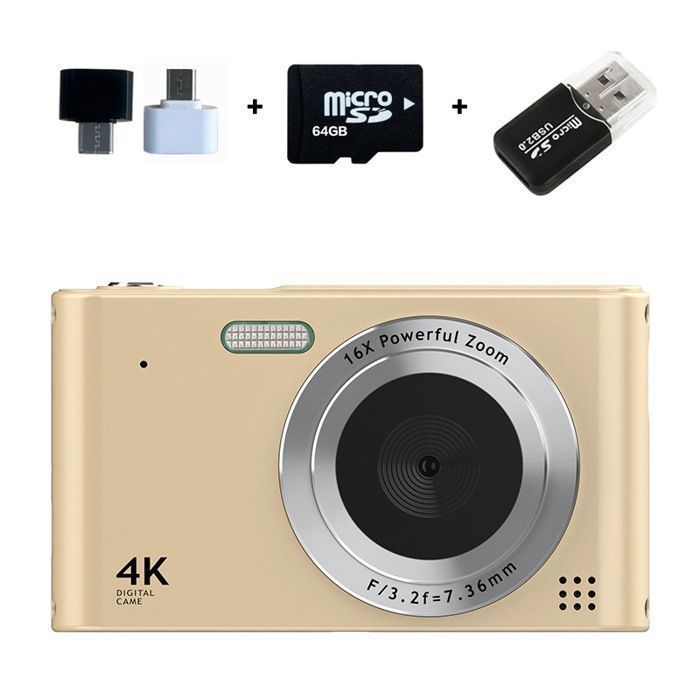 Appareil photo numérique - BYTELIKE - 64G CCD - Zoom 16x - Écran 24 pouces - 4K