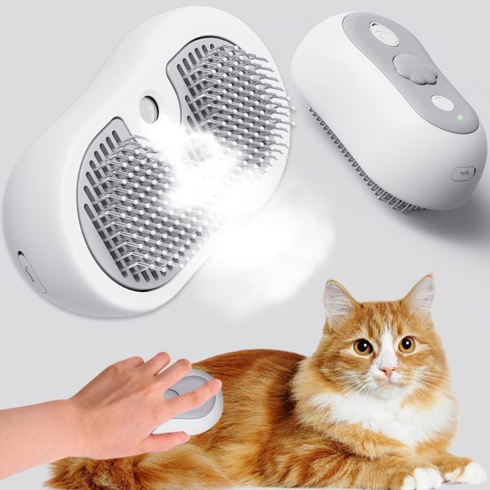 Comparer les prix de Brosse à vapeur pour chat brosse à vapeur rechargeable 3 en 1 brosse à vapeur pour chat pour poils longs et courts