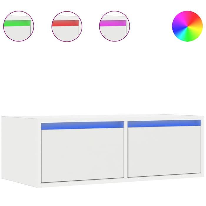 Console TV VENT-FLASH - Banc TV Meuble TV - avec lumières LED blanc 75x355x25 cm - Meuble de Salon（15095）ZLH