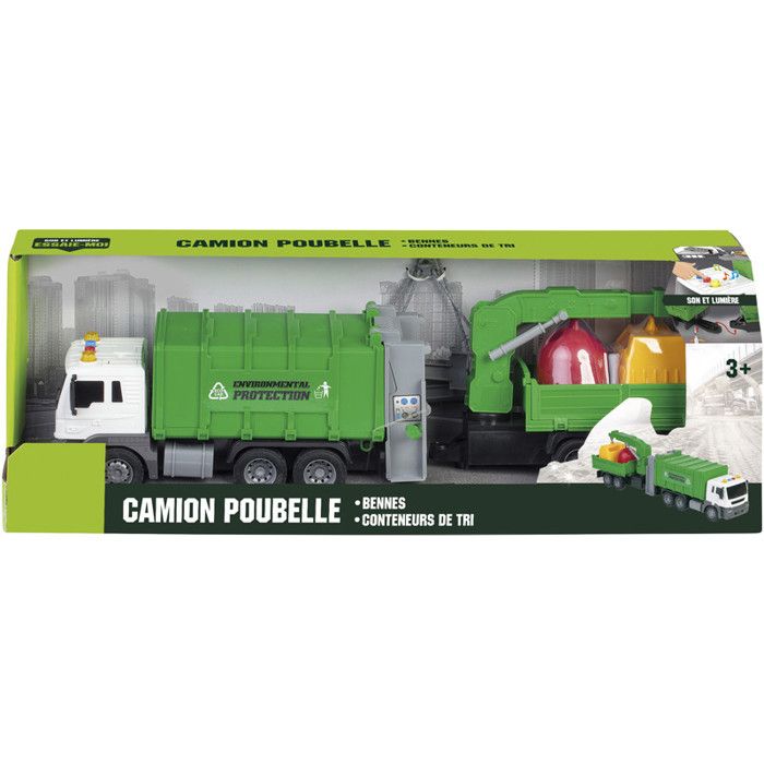 Jouet Camion Poubelle - NONAME - 50 cm - Remorque Amovible - Conteneurs de Tri - 3 ans et plus