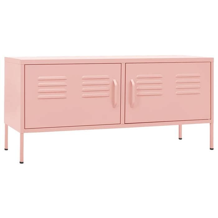 Meuble TV Multi-rangements - Rose 105x35x50cm Acier armoire multimédia/Buffet Salon Aspect Elegant* 7124433