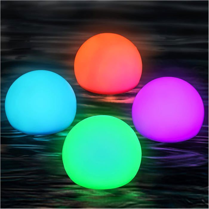 4 lampes flottantes pour piscine tanches IP65 tlcommandes 16 LED RVB changeant de couleur idales pour piscine LAMPE POUR BASSIN