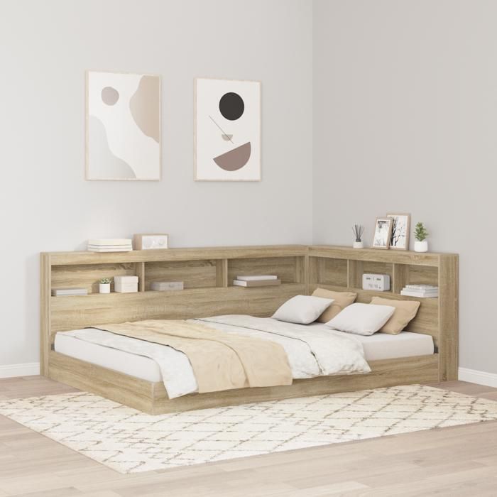 Moderne Tête de lit de rangement - tête de lit en L - Chêne sonoma 140 cm Bois dingénierie@FR(4146458)