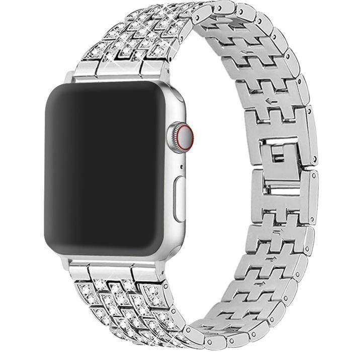 Stravo Bracelet bijou métal compatible Apple Watch 38/40/41/42 mm Série 1-11 SE 1-3 – Élégant luxe – Argent