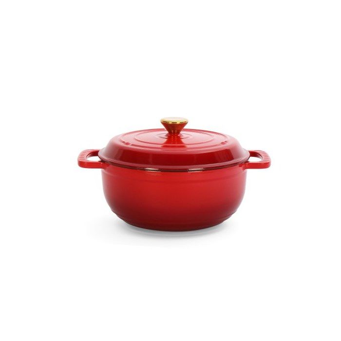 Cocotte - ALIGHTUP - Cocotte Fonte Émaillée compatible avec tous feux Ronde - Dégradé rouge 26CM