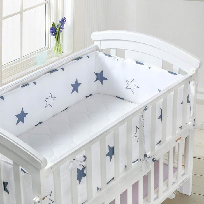 Protection Bébé Anti-choc Tour De Lit Bébé AIROYA 2 Faces - Protection Barreaux, Tissu Respirant, Norme BS EN 16780 Tour De Lit Double Face Normes Sécurité