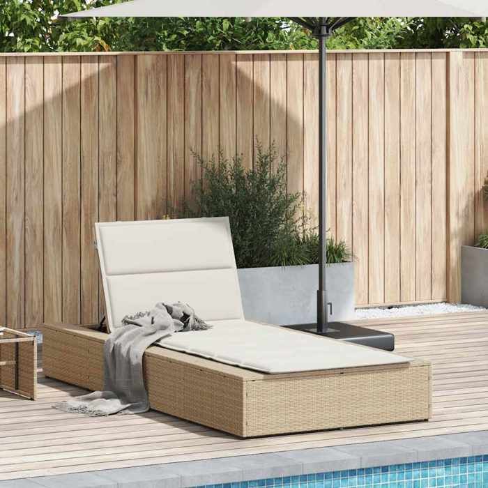 Transat terrasse Bain de Soleil Pour Vacances avec coussin flottant résine tressée Hauteur: 27.5476779 cm