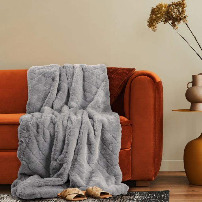 Plaid polaire - Paco Home - 150x200 cm - Gris - Polyester - Motif ...