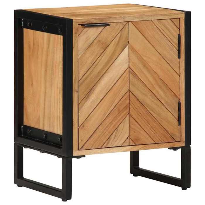 Table de chevet en bois dacacia - vidaXL - Motif chevron - 40x30x50 cm - Marron - Bois dacacia massif - Durable