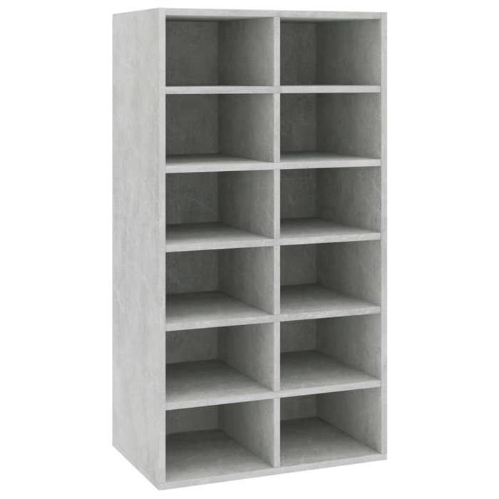 “Winter SaleTOP Meuble à chaussures Gris - Étagère à chaussures Gris béton 54x34x1005cm - bois ingénierie PRO46978
