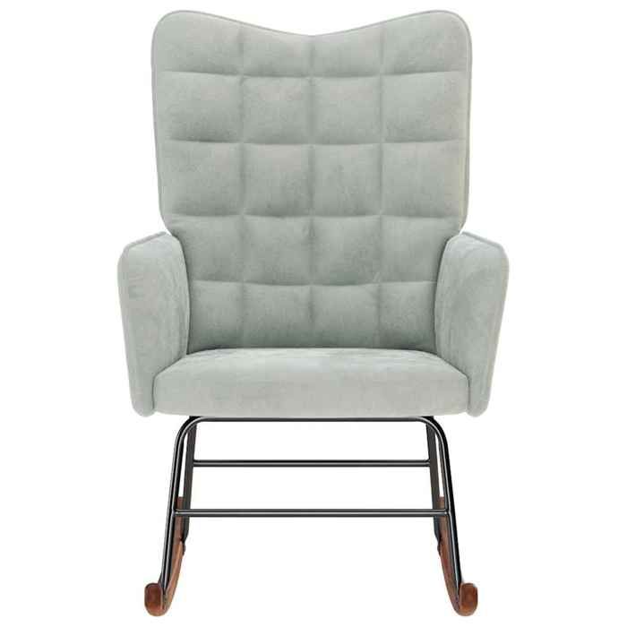 Chaise à bascule en velours - vidaXL - Gris clair - 61x78x98 cm - Velours polyester - Bois dhévéa - Contreplaqué