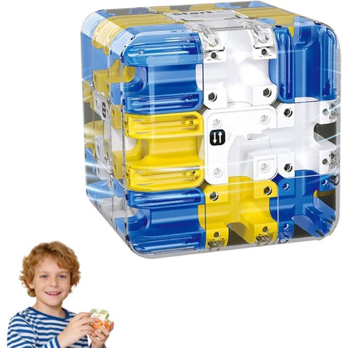 Cube Labyrinthe 3D Trois Niveaux Enfant Jouet Éducatif ABS Défi de Logique Rotation Fluide Système de Bille Sécurisé Structure