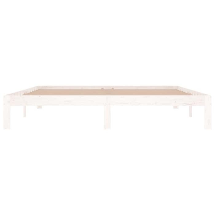 Cadre de lit en bois - UU - 180x200 cm - Blanc - Bois de pin massif - Lattes en contreplaqué - Hauteur de couchage 23 cm