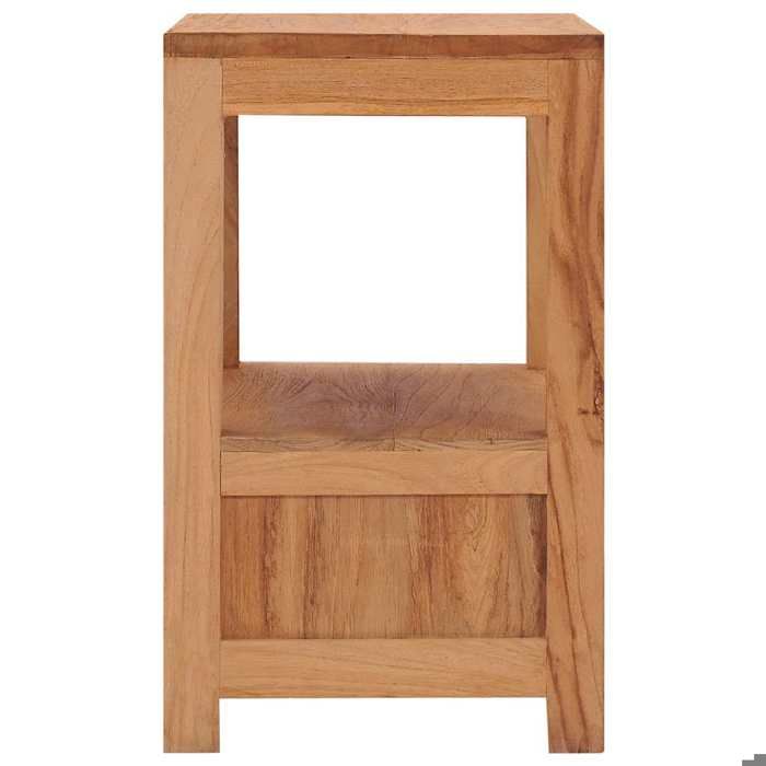 Table de chevet en bois de teck - WIENS - 40x30x50 cm - Bois de teck massif - 1 tiroir - 1 étagère - Finition rustique